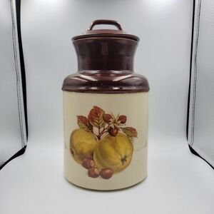 Vintage McCoy Pottery 523 Canister Storage Jar with Lid - Fruit and Nut Pattern